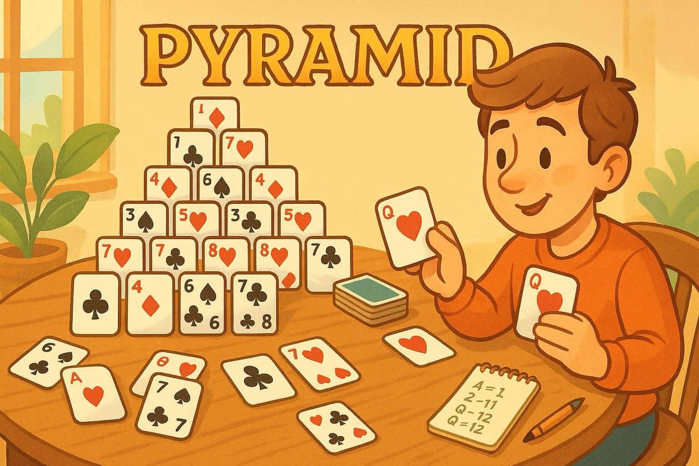 Illustration for Pyramid Solitaire: Setup